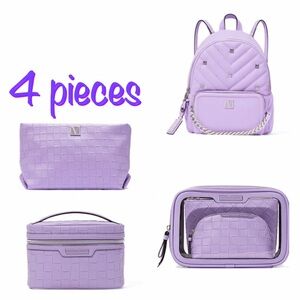 4 pieces bag travel case backpack lavender Victoria's Secret limited edition nwt